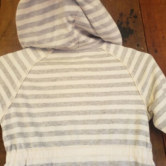 Intimately Free People Hoodie Full Zip Sweater Grey White Striped - Picture 5 of 12